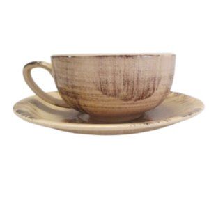Vintage Barkwood Vernonware Coffee Cup & Saucer 1950’s California USA Pottery